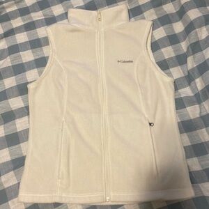 Columbia white fleece zip vest